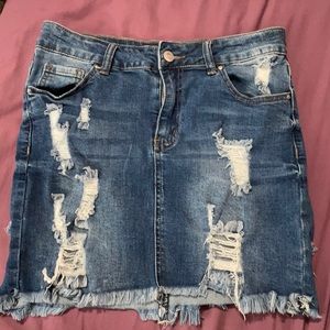Ripped Denim Skirt